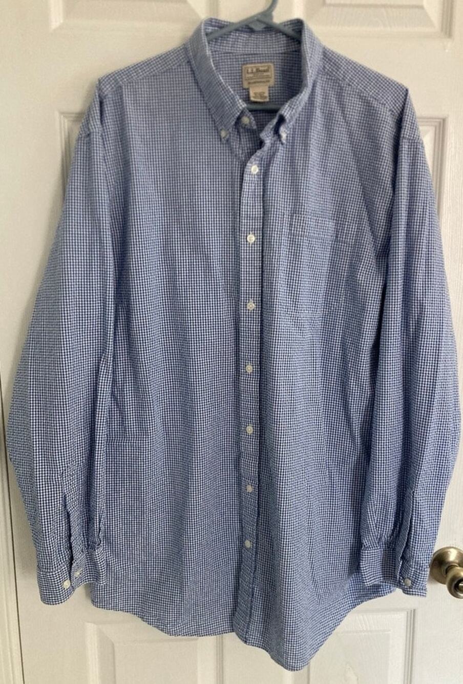 L. L. Bean-Preppy Ivy League Blue & White Seersucker Button Down-XL Tall